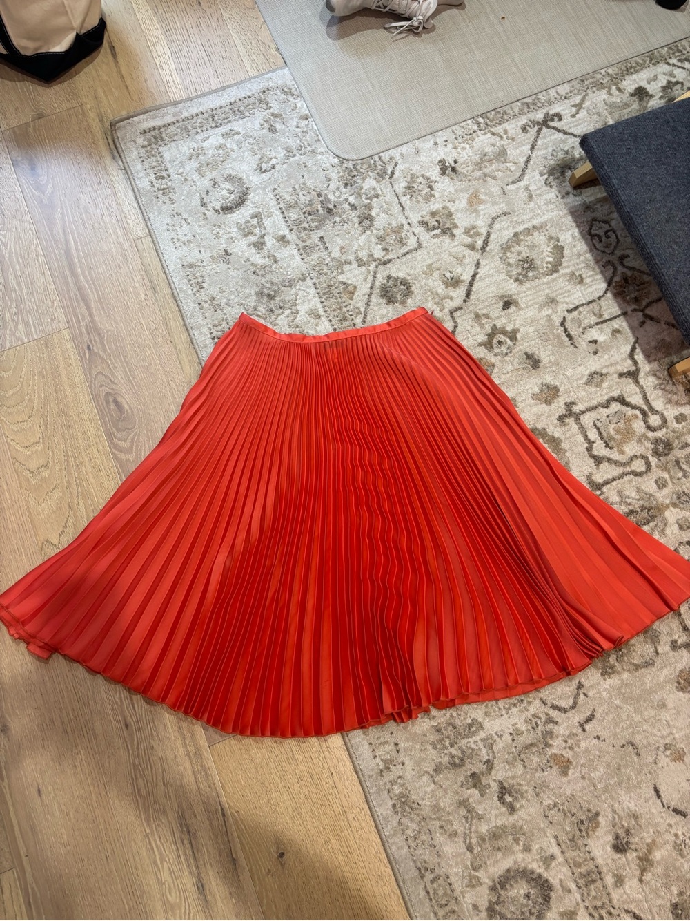 SEARLE Orange NWOT Pleated Midi Skirt